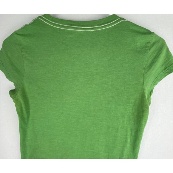 VTG Aeropostale T-Shirt Baby Tee Womens Large Green Cap Sleeve Distressed Logo - Picture 10 of 11